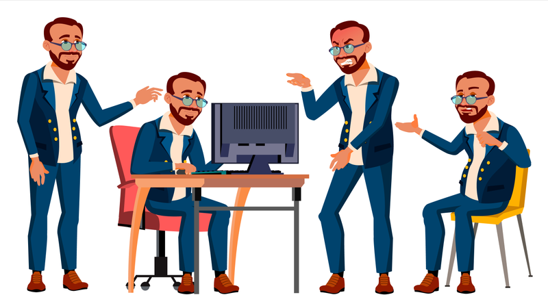 Office Worker Working In Office  Illustration