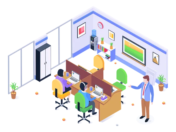 Grab This Editable Isometric Illustration Of Office Workers Illustration