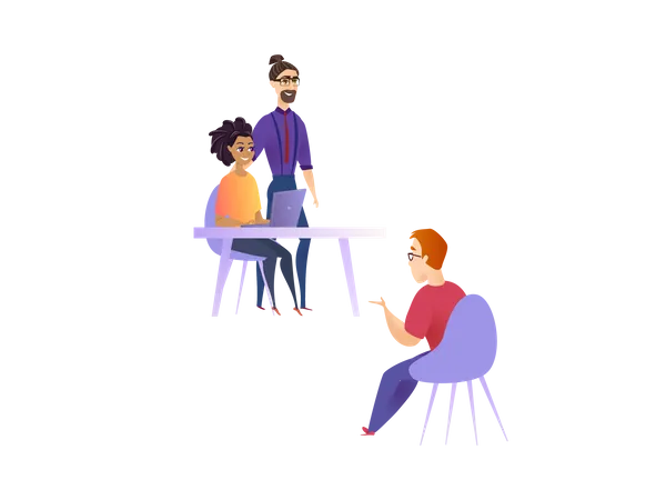 Office workers doing discussion on work progress Illustration