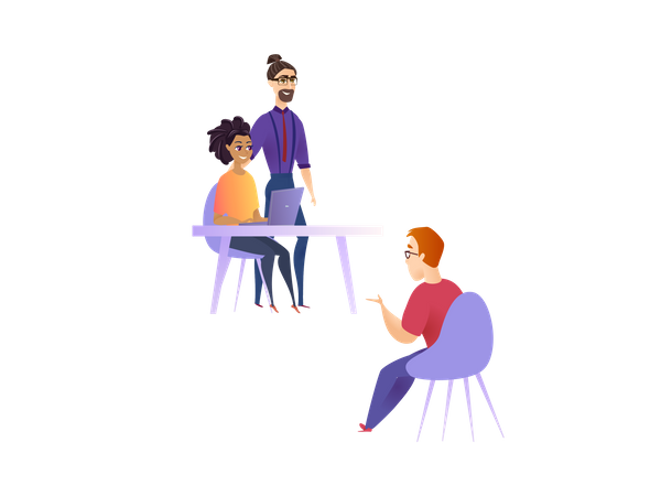 Office workers doing discussion on work progress  Illustration