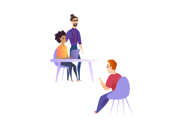 Office workers doing discussion on work progress  Illustration