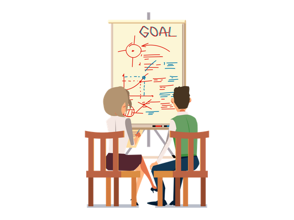 Office Workers planning to achieve goal  Illustration