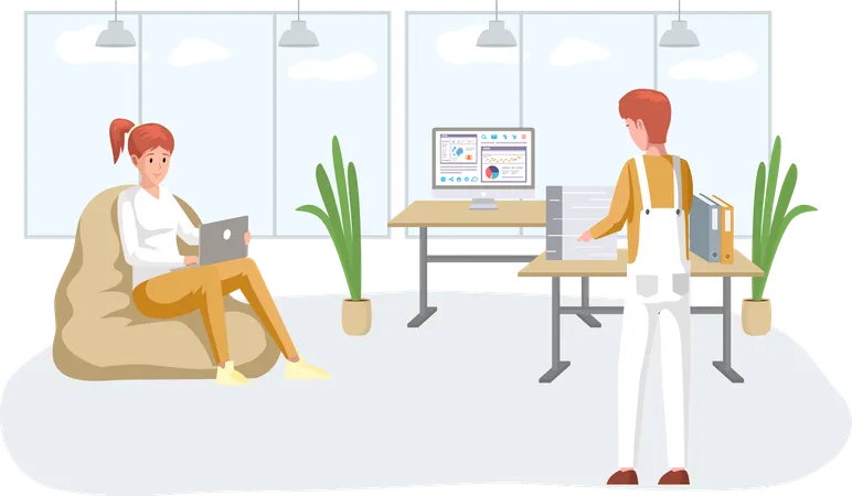 Office workers work on project deadlines  Illustration