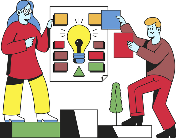 Office workers working on an idea Illustration