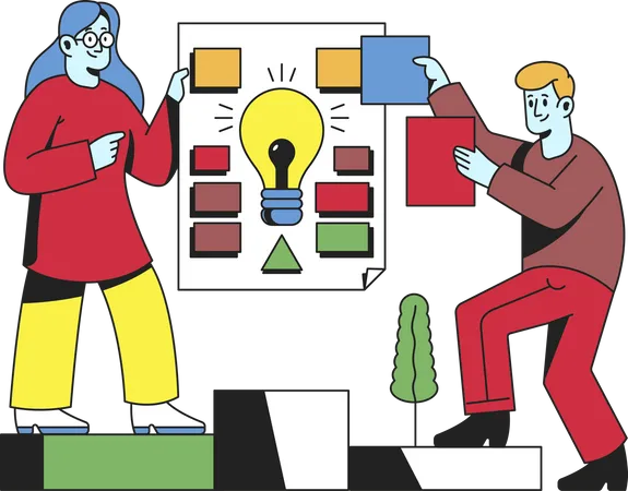 Office workers working on an idea  Illustration