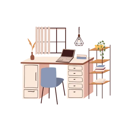 Office Working Desk  Illustration