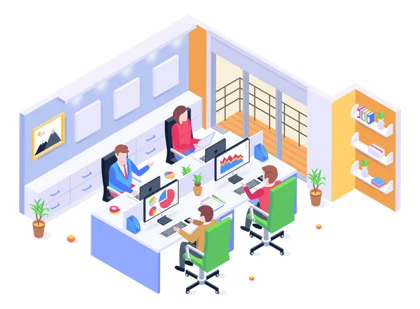 Office Working Space Illustration
