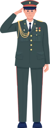 Officer in full dress uniform saluting Illustration