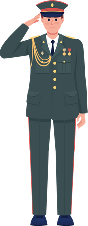 Officer in full dress uniform saluting  Illustration