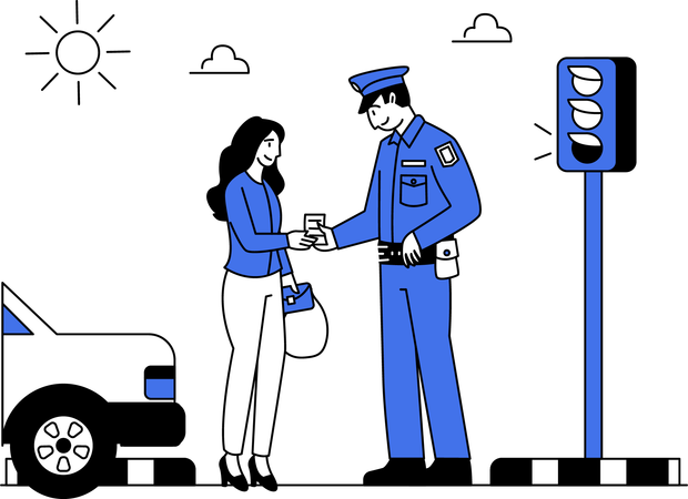 Officers Carrying Out a Ticket  Illustration