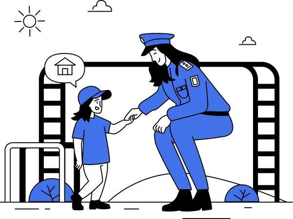 Illustration Of Officers Took The Children Home Created For Those Dedicated To Making A Difference This Artwork Captures The Essence Of The Social Work Theme Perfect For The Office Community Center Or Private Space Enhance Your Environment With This Emotive Piece Immerse Yourself In The Empathy Impact And Dedication Of Social Workers With These Inspiring Illustrations Illustration