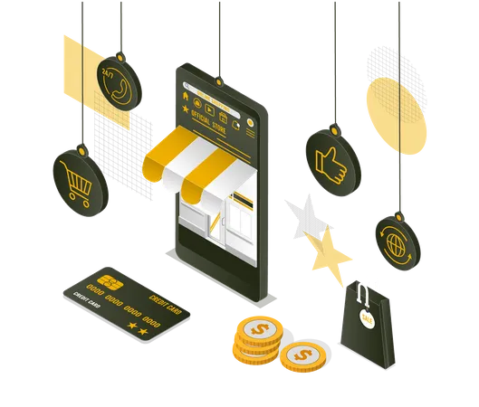 Application Smartphone Mobile And Computer Payments Online Transaction Shopping Online Process On Smartphone Vecter Cartoon Illustration Isometric Design 일러스트레이션