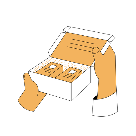 Öffnen der Kartonverpackung  Illustration