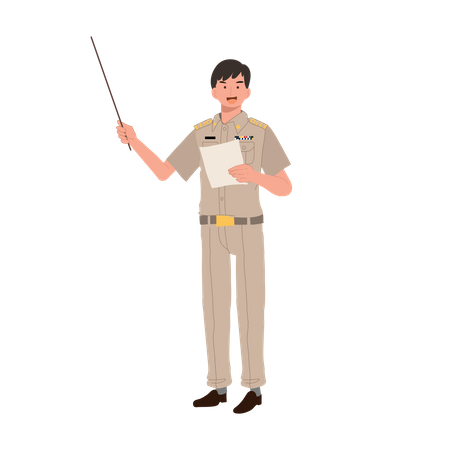 Funcionários do governo tailandês masculinos de uniforme  Ilustração