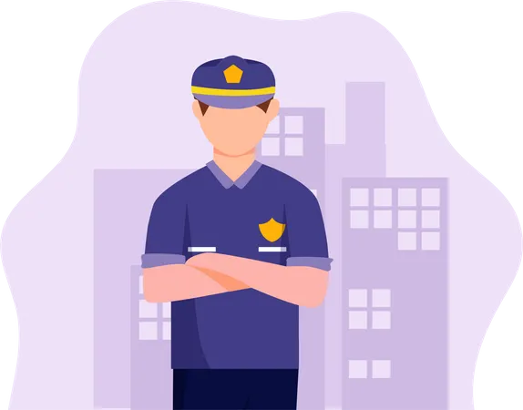 Oficial de policía masculino  Ilustración