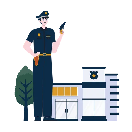 Oficial de policía masculino  Ilustración