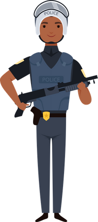 Oficial de policía masculino sosteniendo volantes  Ilustración
