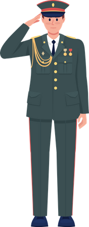 Oficial em uniforme de gala saudando  Ilustração