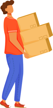 Cargador de trabajador masculino de oficina de correos  Ilustración