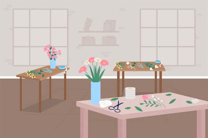 Oficina de floricultura  Ilustração