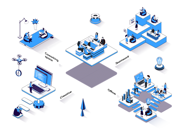 Oficina de trabajo compartido  Ilustración