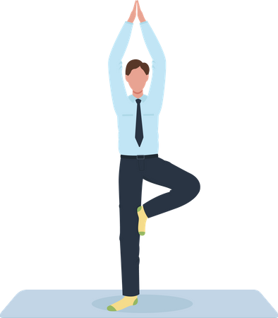 Oficinista haciendo pose de yoga  Ilustración