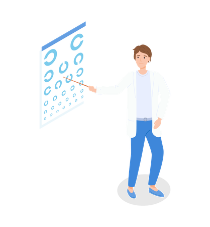 Oftalmologista verificar paciente  Ilustração