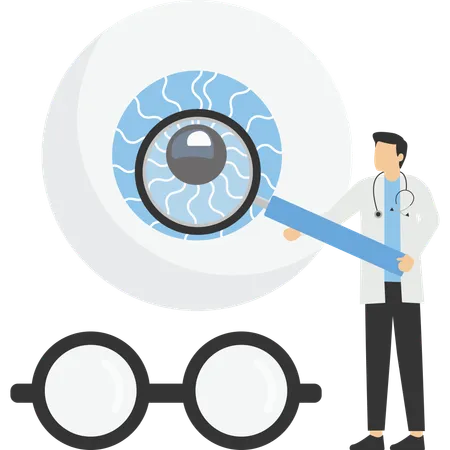 Oftalmologista verificando a visão  Ilustração