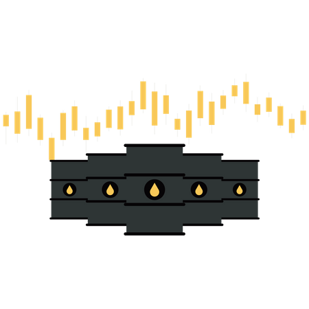 Oil barrel with a bar graph  Illustration