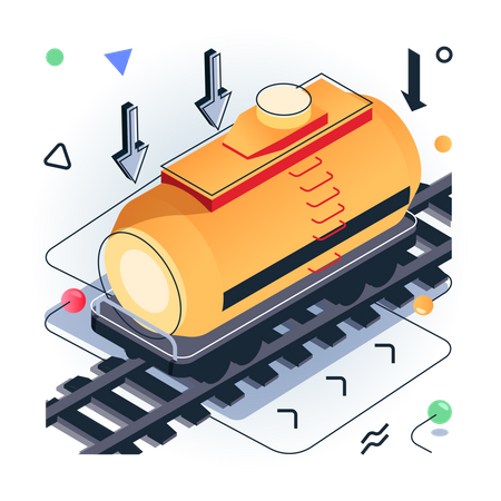 Oil container on train Illustration