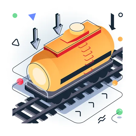 Oil container on train  Illustration