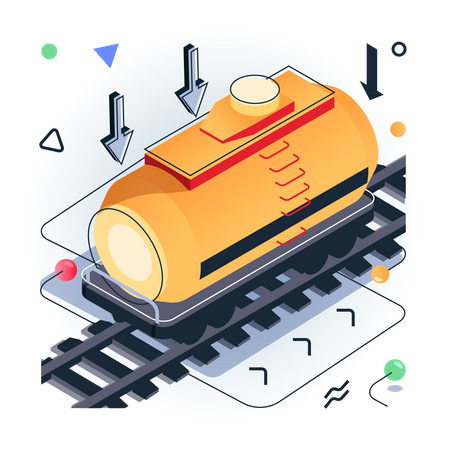 Oil container on train  Illustration