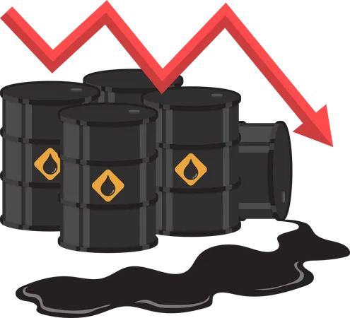 Oil Barrels And Downtrend Graph Oil Crisis Concept VECTOR EPS 10 Illustration