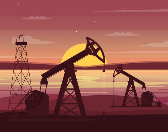 Oil drilling station Illustration