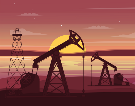 Oil drilling station  Illustration