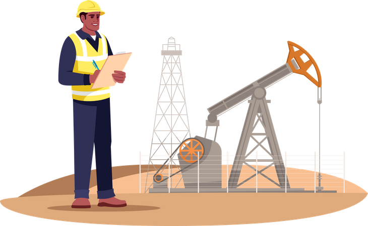 Oil extraction engineering Illustration