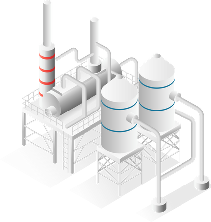 Oil factory with pipelines Illustration
