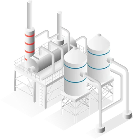 Oil factory with pipelines  Illustration