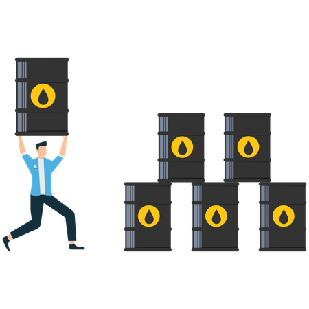 Oil Industry Worker with Barrel – Energy Resource  Illustration