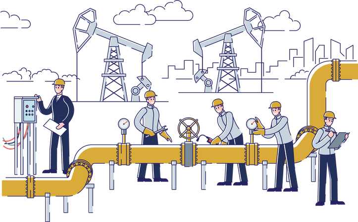 Oil Production and Industry Illustration