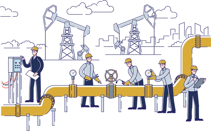 Oil Production and Industry  Illustration