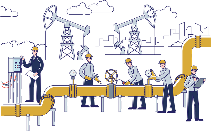 Oil Production and Industry  Illustration