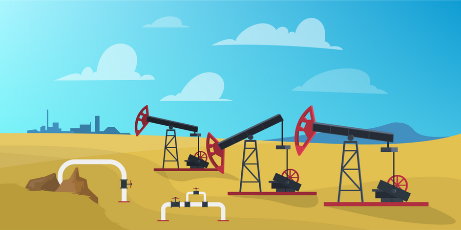 Oil production industry Illustration