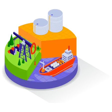 Oil rig in sea belt  Illustration