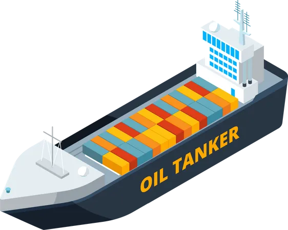 Oil ship overseas Illustration