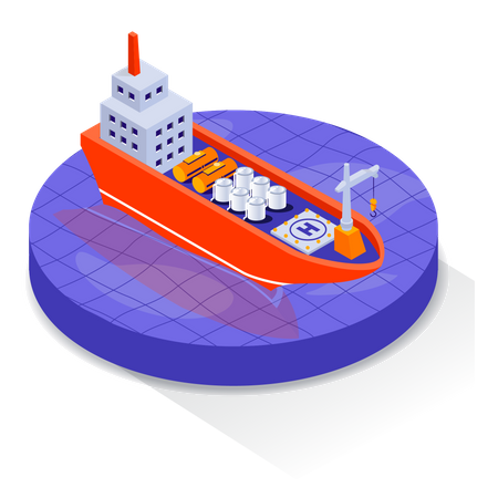Oil transportation by ship Illustration