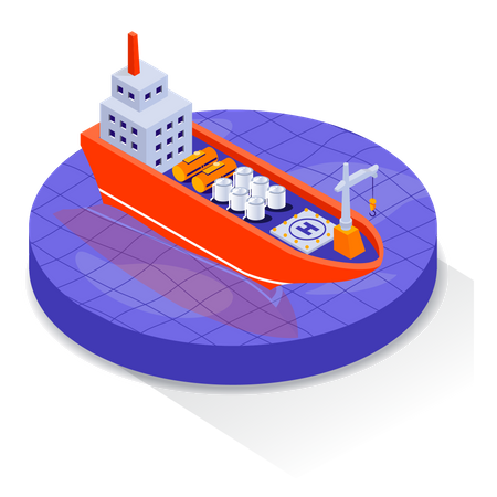 Oil transportation by ship  Illustration