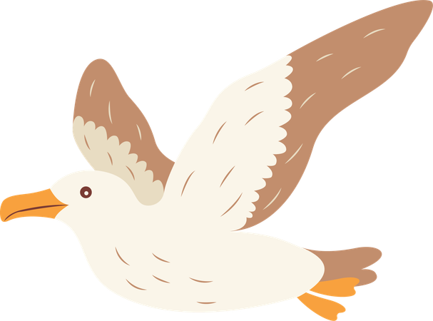 Oiseau albatros mignon volant librement  Illustration