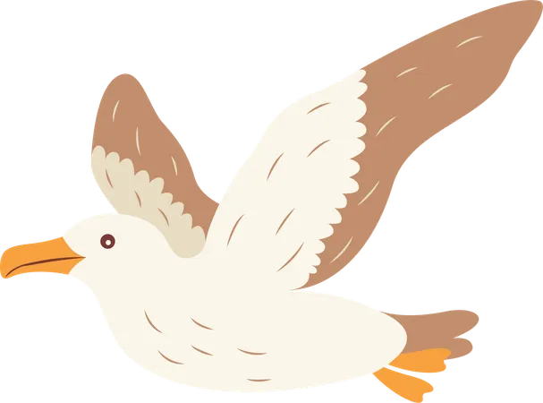 Oiseau albatros mignon volant librement  Illustration