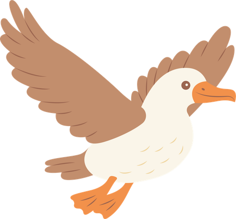 Oiseau albatros mignon volant librement  Illustration